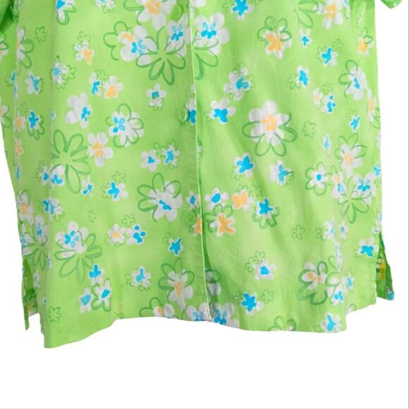 Vtg ALFRED DUNNER Floral Button Shirt Green 100% Cotton Size 14 Cottagecore - Picture 5 of 7